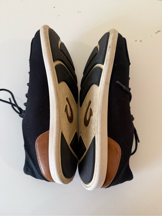 Olukai Shoes Mens Black Manoa Lace Up Canvas Surf Beach Boat Sneakers BOHO SZ 9 main image 6